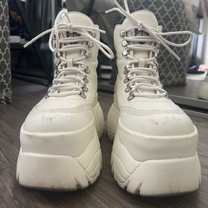 naked wolfe white leather spike sneakers / boots